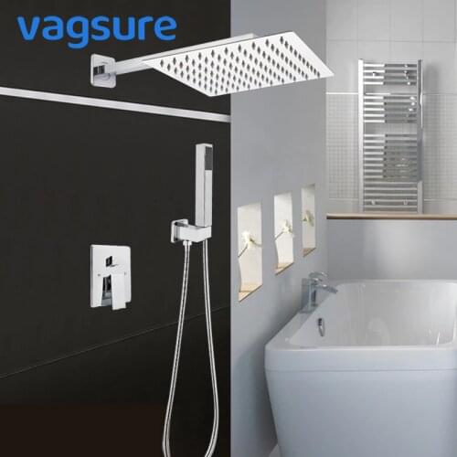 1/2/3 Way 8/10/12/16 Inch Brass Concealed Shower Faucet Set Rainfall Bath Shower System Embedded Box Mixer Tap Wall Mounted