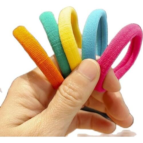 10 Pieces / Box Sweet High Elastic Nylon Seamless Towel Hair Circle Girl Ponytail Tie Head Rubber Band