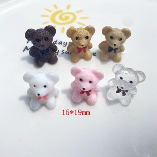 10Pcs/lot Cartoon 3D Miniature Bows Bear Figurines Fairy Garden Ornaments Resin Craft DIY Micro Landscape Decoration Accessories