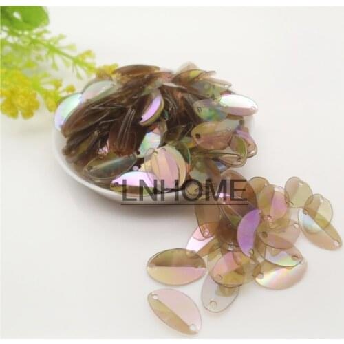 1000pcs 8*13mm Cup Oval Folded Sequins Horse Eyes Shape For Crafts Paillettes Sewing Accessories Coffee Brown Transparent