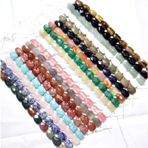 12*16mm Natural stone Quartz crystal Turquoises tiger eye section beads pendant for Diy Jewelry Making Necklace Accessories12pcs