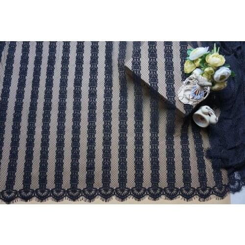 3M/Lot France Eyelash Lace Fabric White Black Bone Line Cloth Lash Woman Dress Lace Trim Wide 150CM Free Shipping