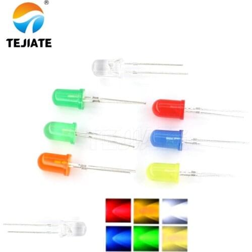 7Colors 100PCS F5 5mm LED diode Light Assorted Kit Red Green Yellow Blue White Mixed Color light LED DIY kit