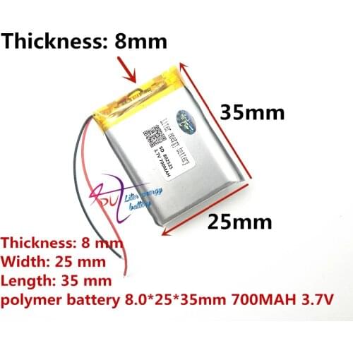 Liter energy battery 3.7V lithium polymer battery 752535 700mAh universal recording pen recorder MP3 navigator 802535