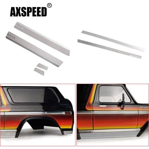 AXSPEED 2Pcs Stainless Steel Side Pedal Sticker Anti-skid Plate for Traxxas TRX-4 Ford 1/10 RC Car Shell Body Decoration Parts