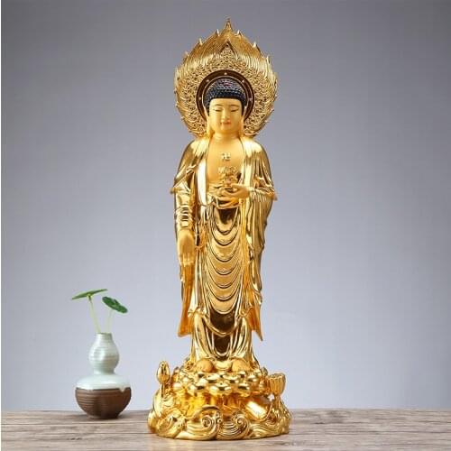 58CM Large 2021 Buddhism Asia high grade gold gilding copper Standing Buddha statue HOME shrine Efficacious protection FENG SHUI