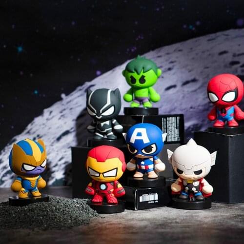 Disney Marvel Thanos Hulk Captain America Iron Man Action Figure Key Chain Gifts for Kids Kawaii Room Car Decoration Key Ring