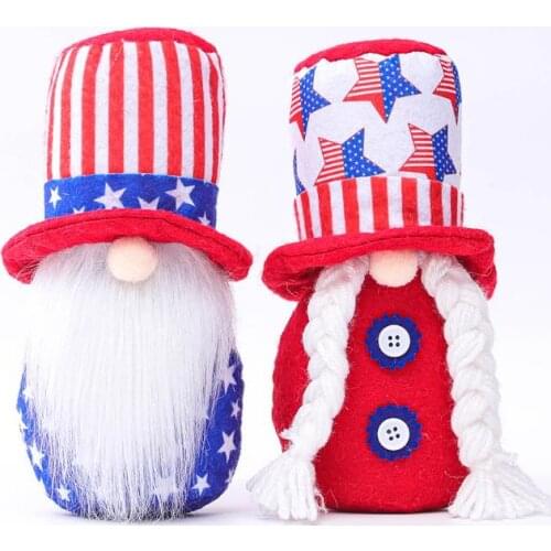 Independence Day Patriotic Gnome American Stars and Stripes Handmade Dwarf Doll 4th of July Kids Toy Home Tabletop Decoration SN
