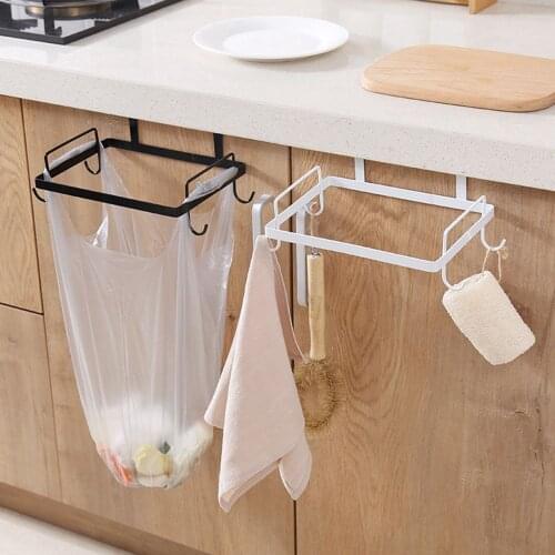 Holder Door Garbage Bags Hook Coat Rack Cabinet Stand Holder Storage Rack Kitchen Accessories Stainless Steel Kitchen Garbage