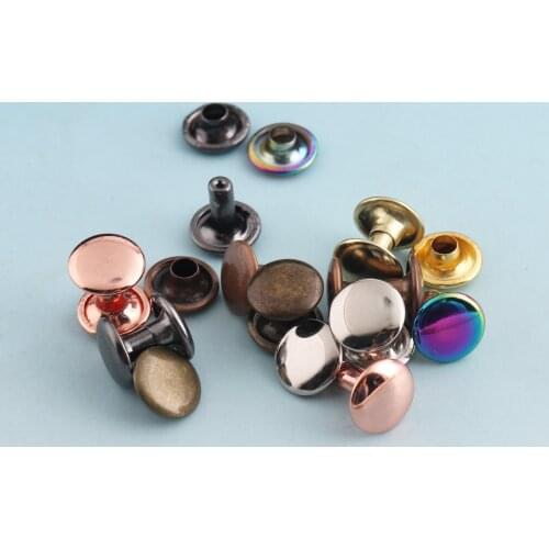 Rainbow Double Cap Rivets 9mm Metal Button Double Head rivets Purse Notions Studs for Bag Belt Leathercraft Hardware 50sets