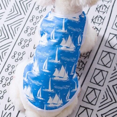 Pet Dog Cat T-shirt Cute Printed Striped Vest Sleeveless Soft Comfortable Clothes French Bulldog Apparels Summer