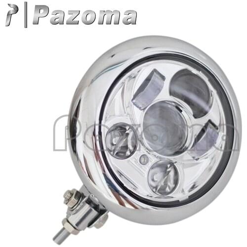Chrome Motorcycle LED Auxiliary Front Headlight Spot Light Custom Headlamp for Harley Bobber Chopper Cafe Racer