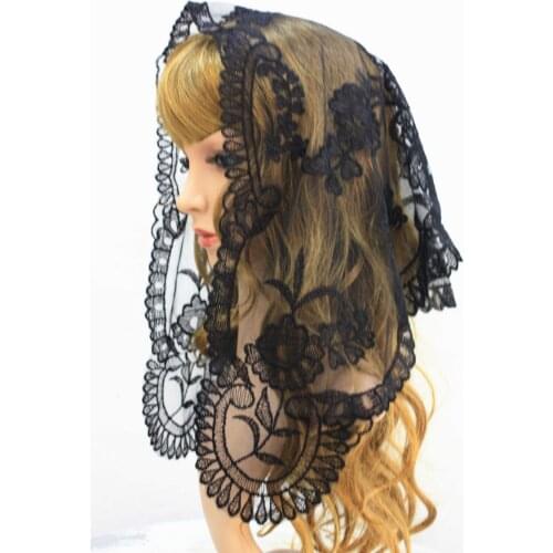 Small Size Children Black Infinity Veil Mass Lace Cover UP Bridesmaids Catholic Chapel Mantilla scarves
