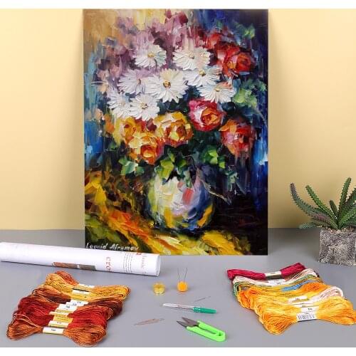 Oil Painting Style Pre-Printed 11CT Cross-Stitch Embroidery Kit DMC Threads Handmade Painting Sewing Knitting Mulina Gift