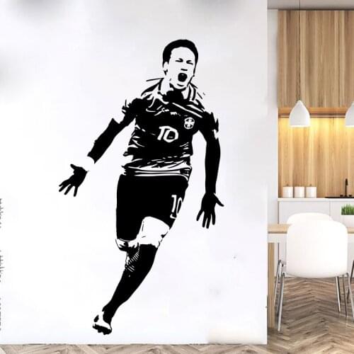 No.10 Brazil Paris France Soccer Player Wall Sticker Kids Room Playroom Football Super Star Sport Wall Decal Bedroom Vinyl Decor