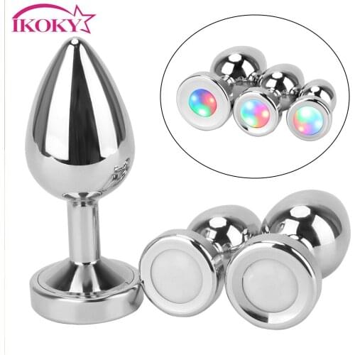 OLO Luminous Butt Plug S/M/L Adult Games Dildo Prostate massage Bright Metal Anal Plug Anal Stimulator Sex Toys for Women Man