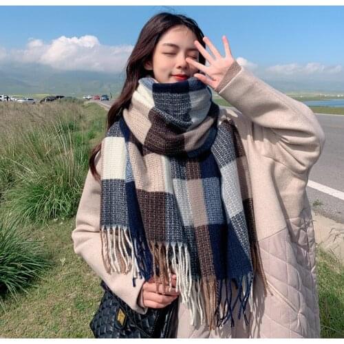 Autumn/winter 2021 new pitting square women scarf female shawls long classic scarf women warm
