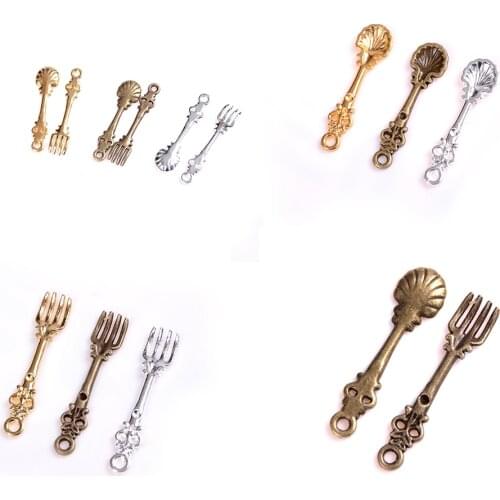 10 pcs 1/12 Scale Fancy Kitchen Silver ware small coffee spoon and small fork for sweet snacks Doll House Tableware