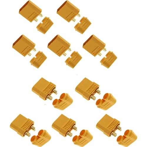 Amass XT90 Male and Female Connector Plug for Battery, ESC, and Charge Lead 5 Pairs