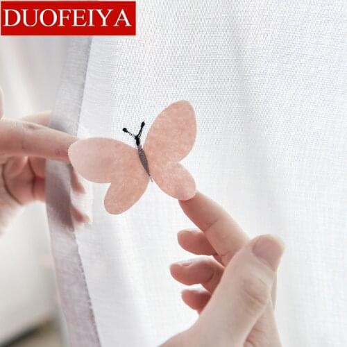 Three-dimensional Butterfly Embroidered Curtain for Children Daughter Kids Room Cartoon Balcony Tende Curtains for Living Room