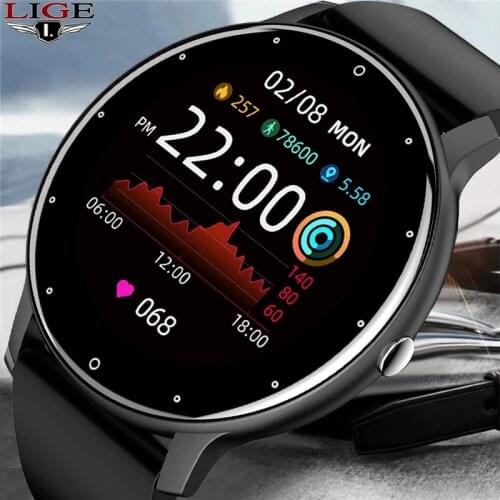 LIGE 2021 New Smart Watch men Full Touch Screen Sport Fitness Watch IP67 Bluetooth waterproof for Android ios smartwatch
