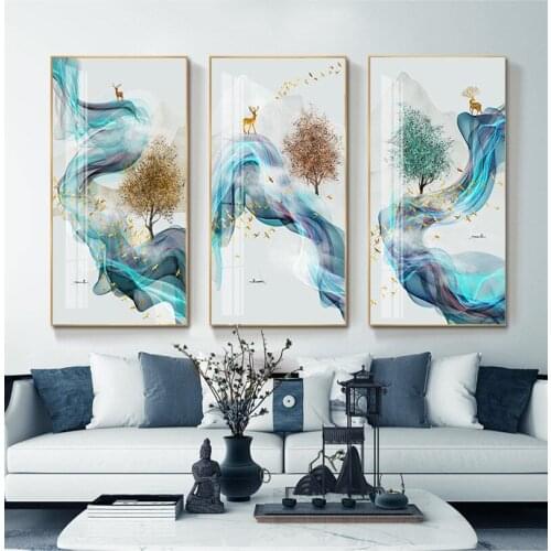 Modern Abstract porch Living Room Decorative Pictures Elk Chinese flying swallow and deer art mural Paintings