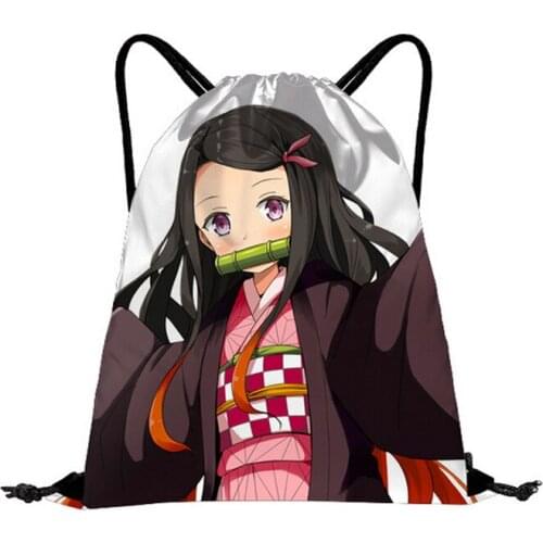 Manga Demon Slayer Drawstring Bag Kamado Nezuko Rengoku Kyoujurou Backpack Kimetsu No Yaiba Shopping Bag