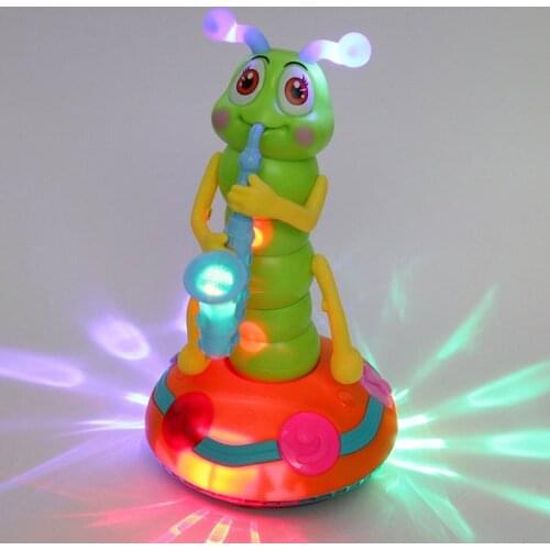 Dancing Saxophone Caterpillar Funny Electric Music Toys with LED Flashlights for Children Baby Sounds Game Toy