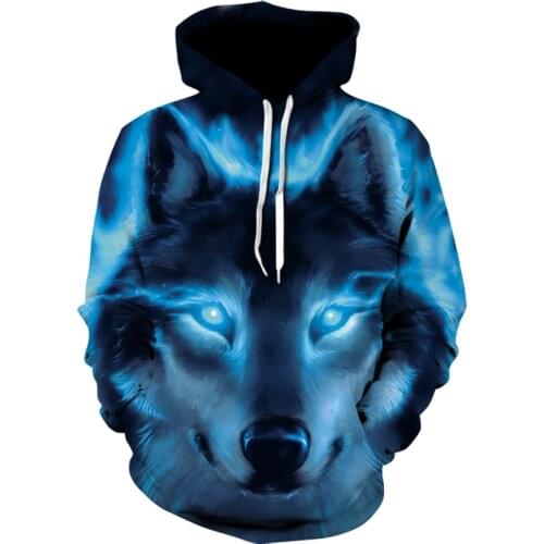 2021 Magic color Blue Wolf Hoodie Hoodies Men Women Fashion Autumn and winter Pullovers Sweatshirts Sweat Mens 3D Tracksuit