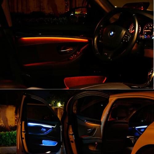 Interior LED Decorative Atmosphere Strip Lights for B MW 5 Series F10 F18 2011-2017 Orange/blue Switchable