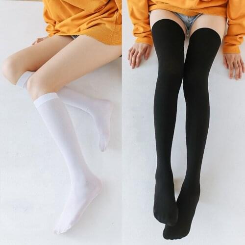 Women Thigh High Striped Socks White Black Stockings Black Over Knee Stockings for School Girls Ladies Long Stocking Knee Socks