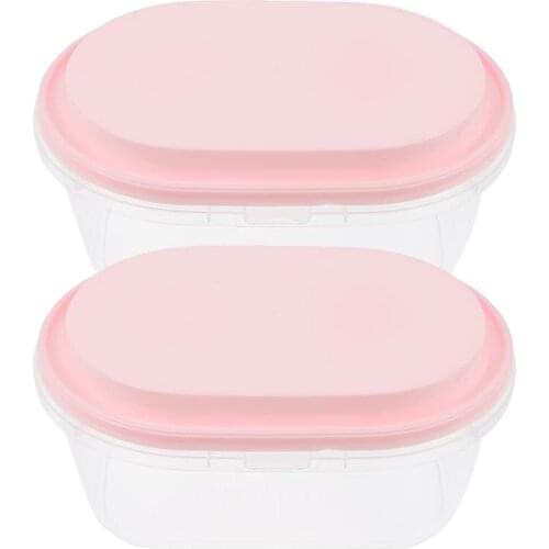 1 Set 2Pcs Oval Cake Boxes Ice Cream Containers Plastic Ice Cream Tubs Boxes