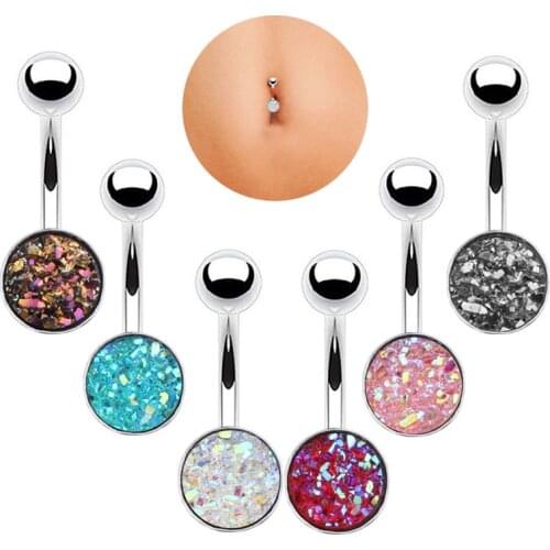 1pc Stainless Steel Belly Button Ring Colorful Navel Belly Piercing Ombligo Matte Bar Sexy Stud Barbell Woman Body Jewelry 14G