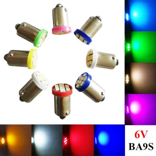 100pcs BA9S T4W AC DC 6.3V 6V No Polar Pinball Game Machine LED Light Bulb 8SMD 1206 No ghosting Anti Flickering White Red DC6V