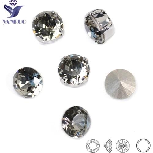 1357 Brilliant Cut Black Diamonds Shiny Gems Glass Sew On Stones With Pointback Silver Gold Claws Setting Jewlery Making