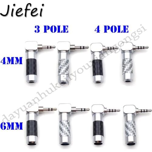 2pcs Carbon Fiber Rhodium Plating Jack 2.5mm 4 Pole Audio Stereo with Clip Male Plug for Earphone DIY Repair 4mm or 6mm cable
