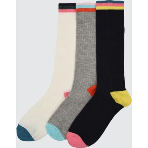 3'lü Multicolour Long Knitted Socks Domestic Production Of Turkey
