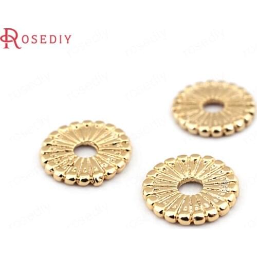 33615)20PCS 9.5MM height 1MM 24K Gold Color Brass Spacer Beads High Quality Diy Jewelry Findings Accessories wholesale