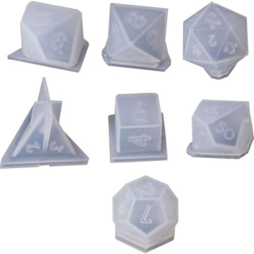7 Shapes Dice Fillet Square Triangle Dice Mold Crystal Epoxy Resin Mold Kit Dice Digital Game Silicone Mould Art Craft