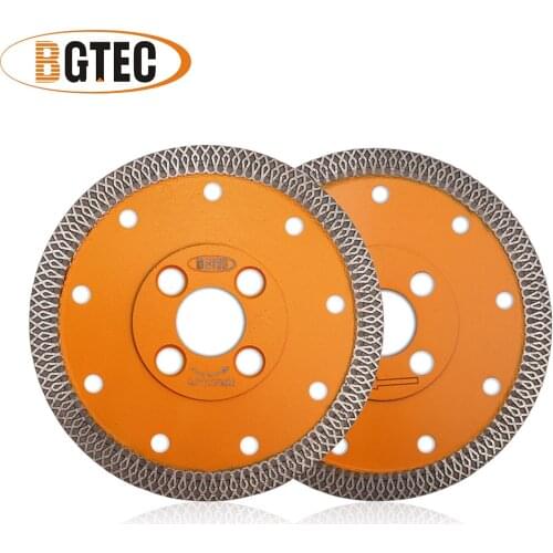 BGTEC 2pcs Dia 4.5inch/115mm Hot pressed X Mesh Turbo Diamond Saw blade Diamond height 10MM Cutting Disc for Ceramic Tile
