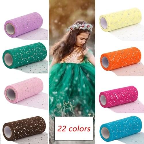 Glitter Sequin Tulle Roll 15cm*10 Yard Spool Wedding Dress Decoration Organza Laser DIY Bow Banquet Craft Party Supplies