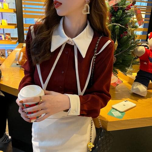 Blouse Women Shirt 2021 Spring and Autumn Top Women Corduroy Women Blusas Mujer De Moda