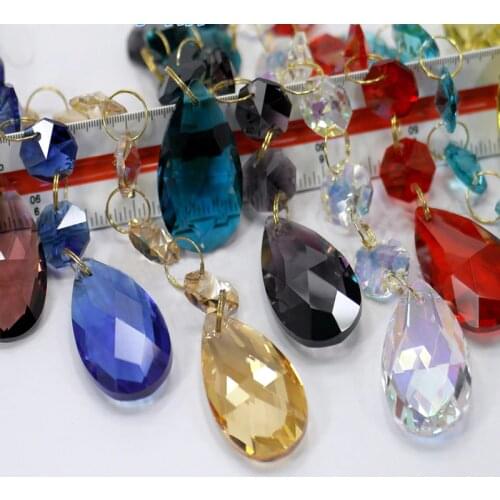 Camal 10pcs (105mm) 15 Colors 38mm Mesh Drop Crystal Pisms Pendants w/14MM Octagonal Beads w/ Gold Rings Suncatcher Chandelier