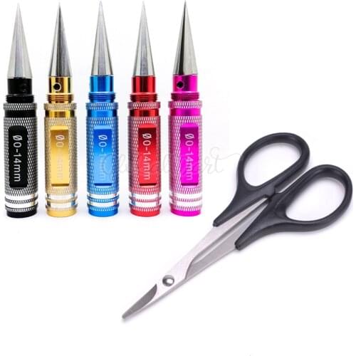 0-14mm Hole Puncher Reamer w/Sleeve Curved Scissors Set Universal Tool for RC Car Body Shell Lexan Plastic with Reamer