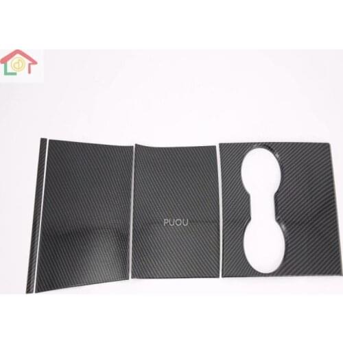 For Tesla Model 3 Carbon Fiber Front Seats Middle Water Cup Holder Frame Sticker Cover Trim Car Styling