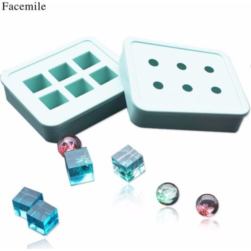 Facemile 2PCS Silicone DIY Round Square Jewellery Making Necklace Pendant Bead Mold Fondant Cake Cookie Chocolate Epoxy Mold