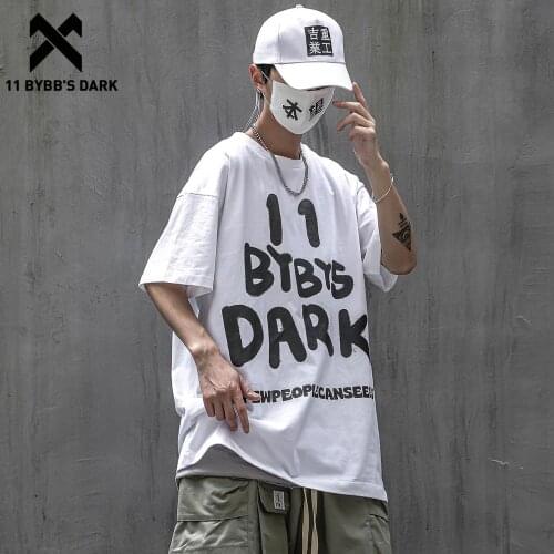 11 BYBBS DARK Hand Painted Graffiti Letter Harajuku Tshirts Summer Cotton Loose Short Sleeve Streetwear Hip Hop T-Shirt Men