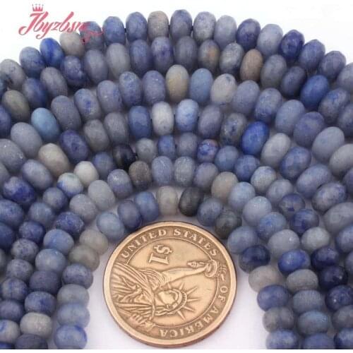 3x6 4x8mm Rondelle Smooth Faceted Frosted Blue Aventurine Stone Spacer Beads 15" For DIY Bracelet Jewelry Making,Free Shipping