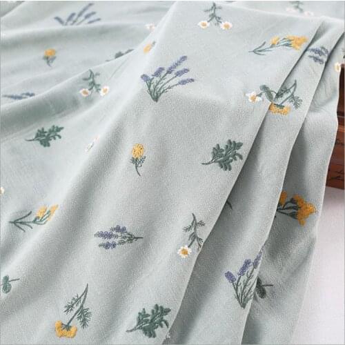 Handmade ins wind embroidery cotton linen bottom cloth flowers plants fragrance DIY handmade bag tablecloth clothing fabric
