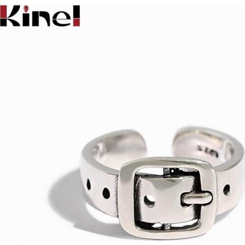 Kinel Belt Ring Real 925 Sterling Silver Fine Jewelry For Vintage Women Punk Birthday Party Accessories Gift